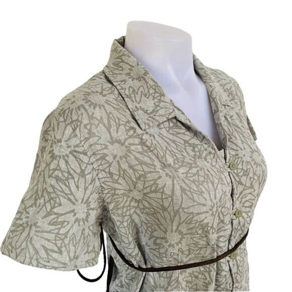 Woolrich Floral Linen Button Down Blouse Shirt Size M - Picture 5 of 12